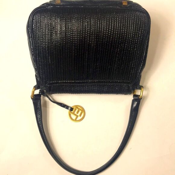 VINTAGE ELLIOTT LUCCA SHELL LEATHER 🐚 💯 SHOULDER BLACK WOMAN BAG - Picture 15 of 16